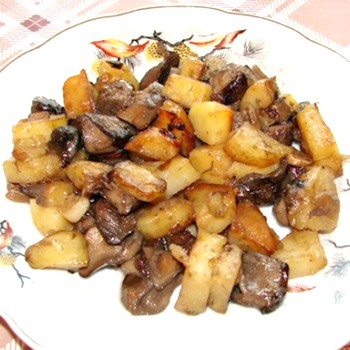 Hidangan boletus dengan kentang